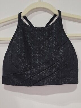 Lululemon Flow Y Wrap-Front High-Neck Bra Freefall Emboss Black NWT